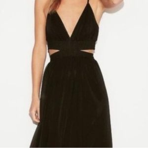 Express XS BLACK CUTOUT ELASTIC WAIST BAND MAXI TIERED